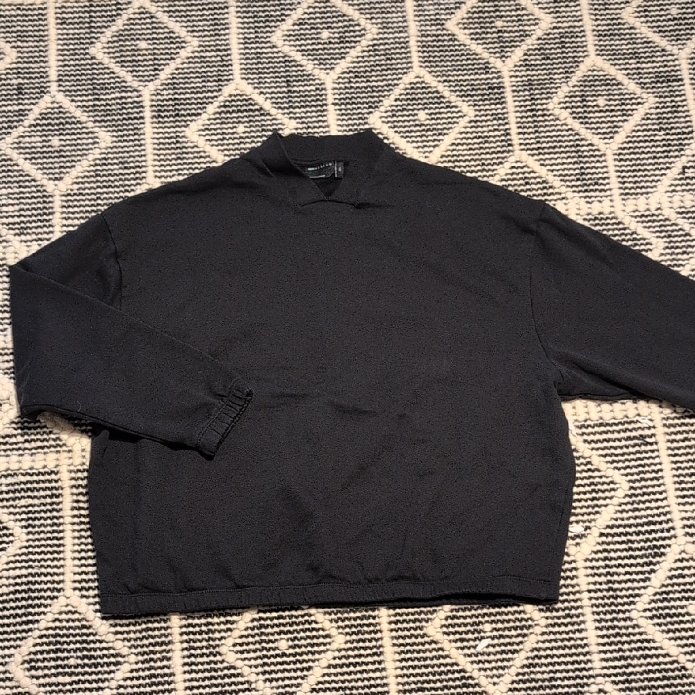 ASOS Design Men's Black Vee Collared Cropped Sweatshirt